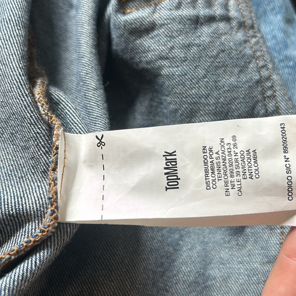 Topmark Two Toned Black Blue Denim Bomber Jacket Size Medium - Picture 7 of 8